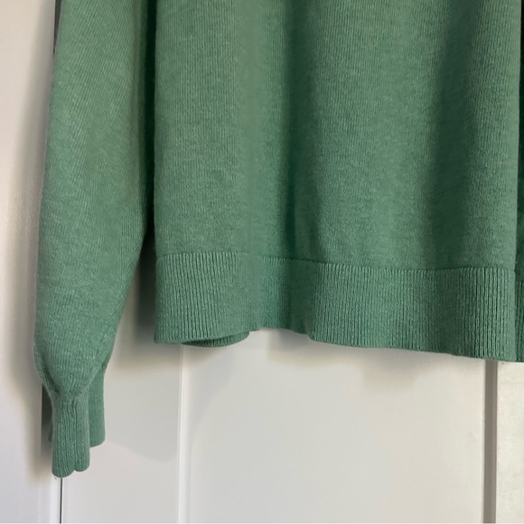 J Crew Cotton Cashmere Blend Green Sweater, Size Medium - Picture 3 of 9